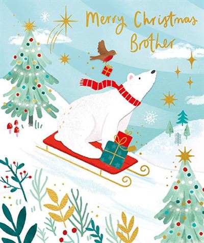 Paper Rose 'Merry Christmas Brother' Christmas Card