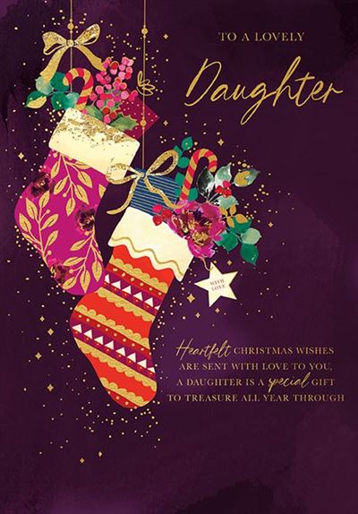 Paper Rose 'To A Lovely Daughter' Christmas Card