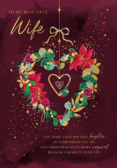 Paper Rose 'To My Beautiful Wife' Christmas Card