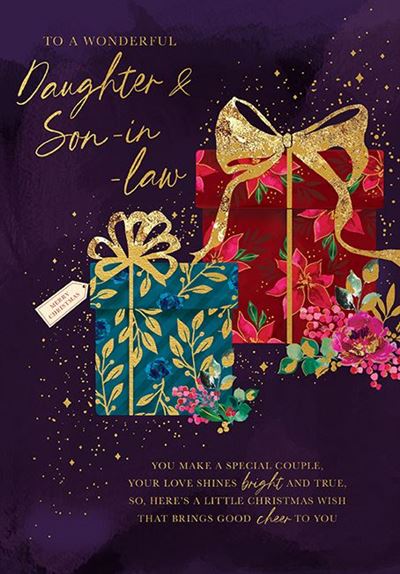 Paper Rose 'To A Wonderful Daughter & Son In Law' Christmas Card