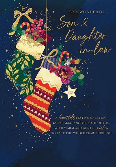 Paper Rose 'To A Wonderful Son & Daughter In Law' Christmas Card