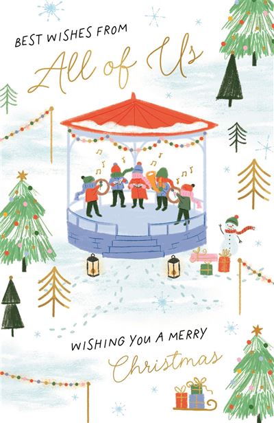 Paper Rose 'Best Wishes From All Of Us' Christmas Card