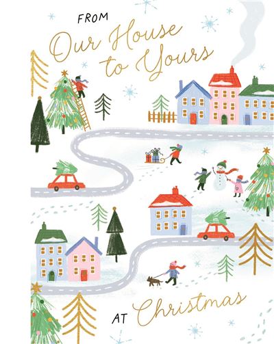 Paper Rose 'From Our House To Yours' Christmas Card