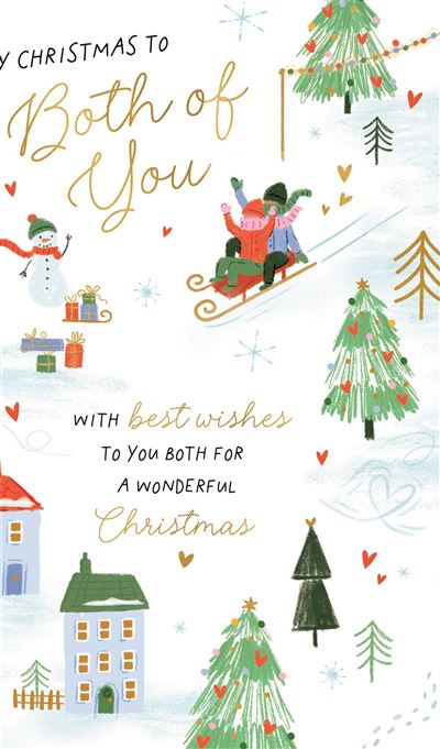 Paper Rose 'Merry Christmas To Both Of You' Christmas Card