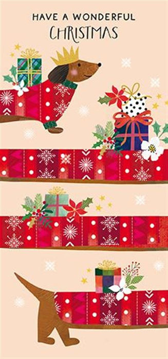 Paper Rose Sausage Dog Christmas Money Gift Wallet