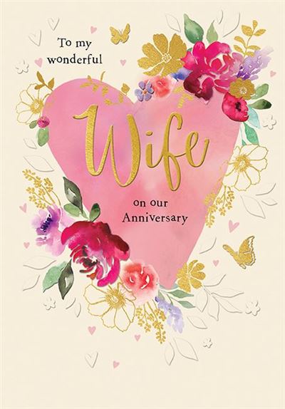 Paper Rose 'To My Wonderful Wife' Anniversary Card
