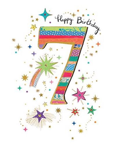 Paper Rose 'Happy Birthday 7' Birthday Card