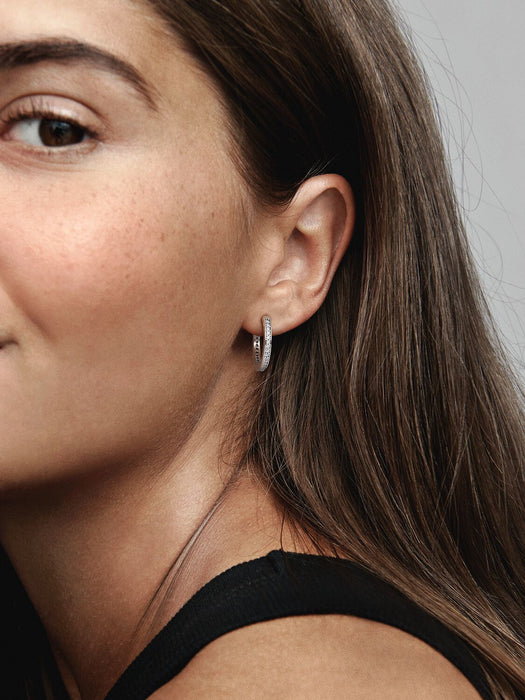 Pandora Sparkle & Pandora Logo Hoop Earrings