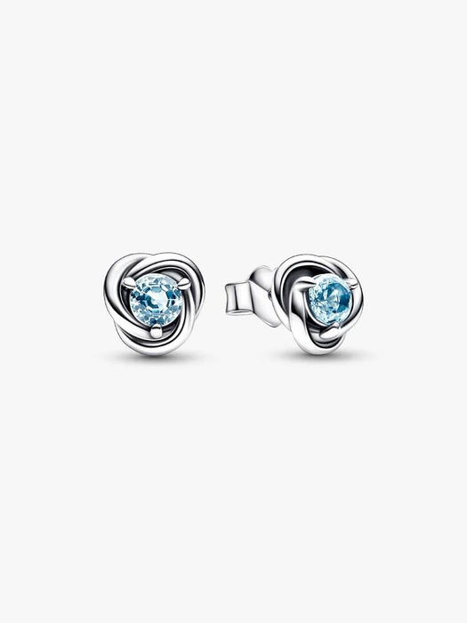 Pandora March Birthstone Eternity Circle Stud Earrings Sterling Silver