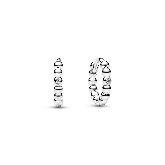 Pandora Beaded Huggie Earrings Sterling Silver