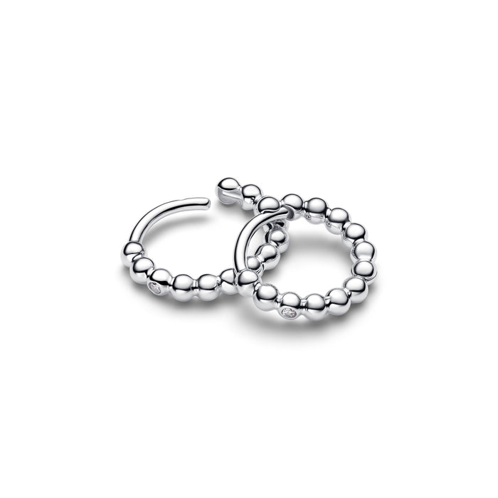 Pandora Beaded Huggie Earrings Sterling Silver