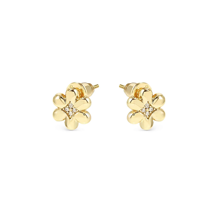 Nomination Petit Sparkle Flower With White Stone Gold Earrings