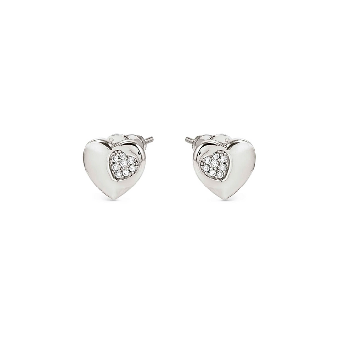 Nomination Petit Sparkle Heart With White Stone Silver Earrings