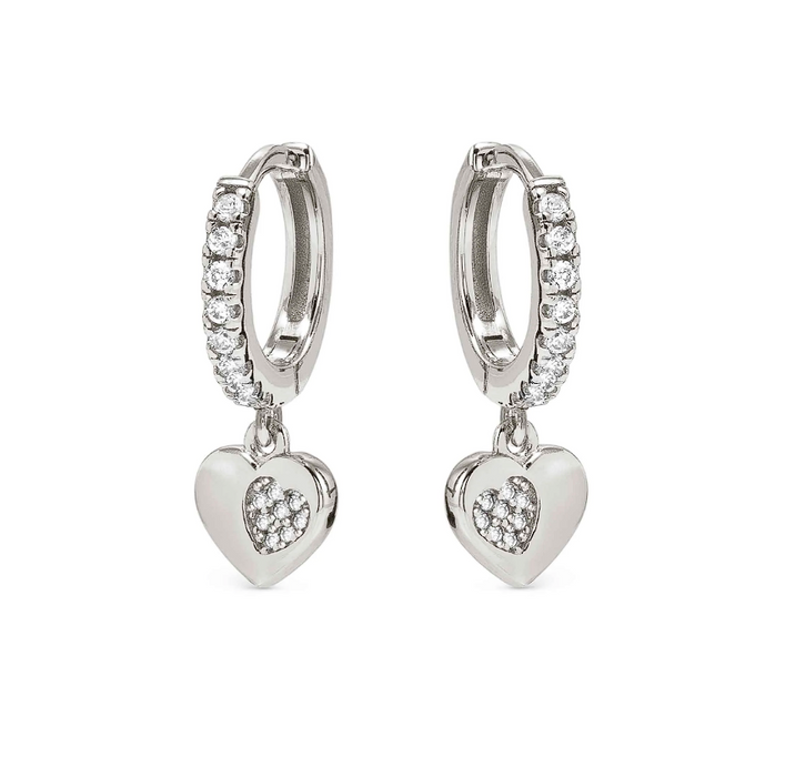 Nomination Petit Sparkle Heart With White Stone Gold Hoop Earrings
