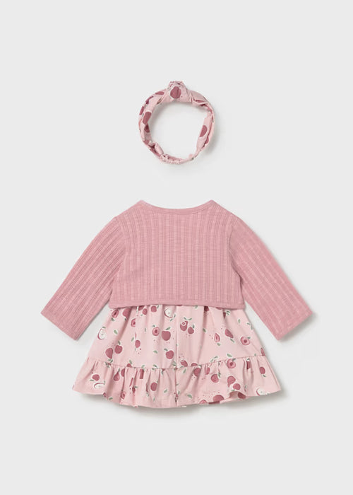 Mayoral Layette Girl Pink 3 Piece Dress Set Newborn