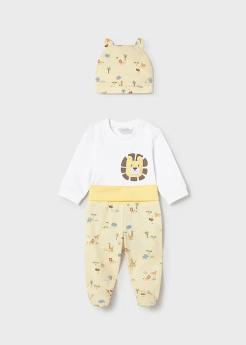Mayoral Girl Sunny Footed Pants, Body And Hat Set 3 Piece Set