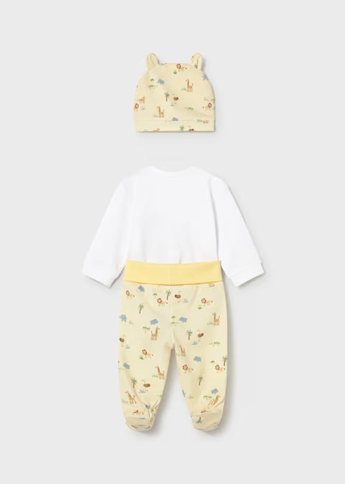 Mayoral Girl Sunny Footed Pants, Body And Hat Set 3 Piece Set