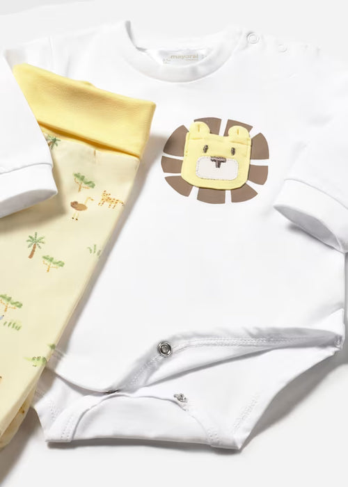 Mayoral Girl Sunny Footed Pants, Body And Hat Set 3 Piece Set