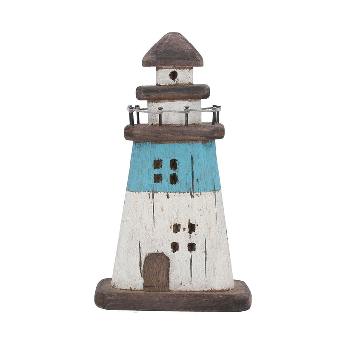 Gisela Graham Rustic Blue Stripe Lighthouse Ornament