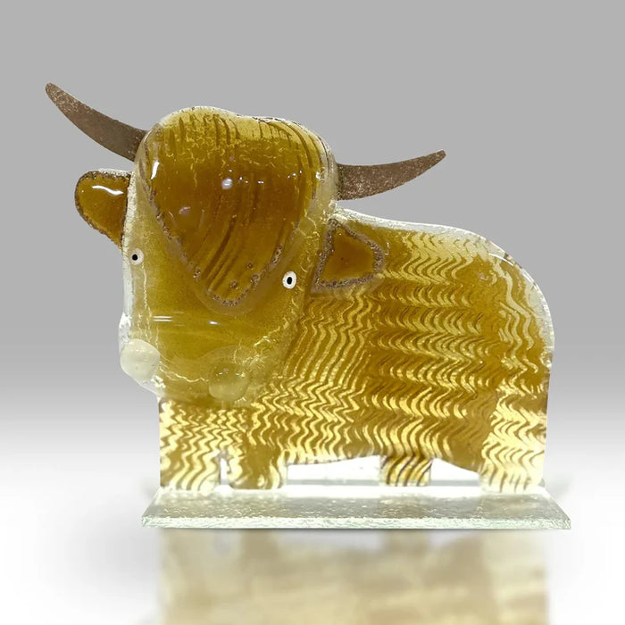 Nobile Glassware Fused Glass Artwork Highland Cow