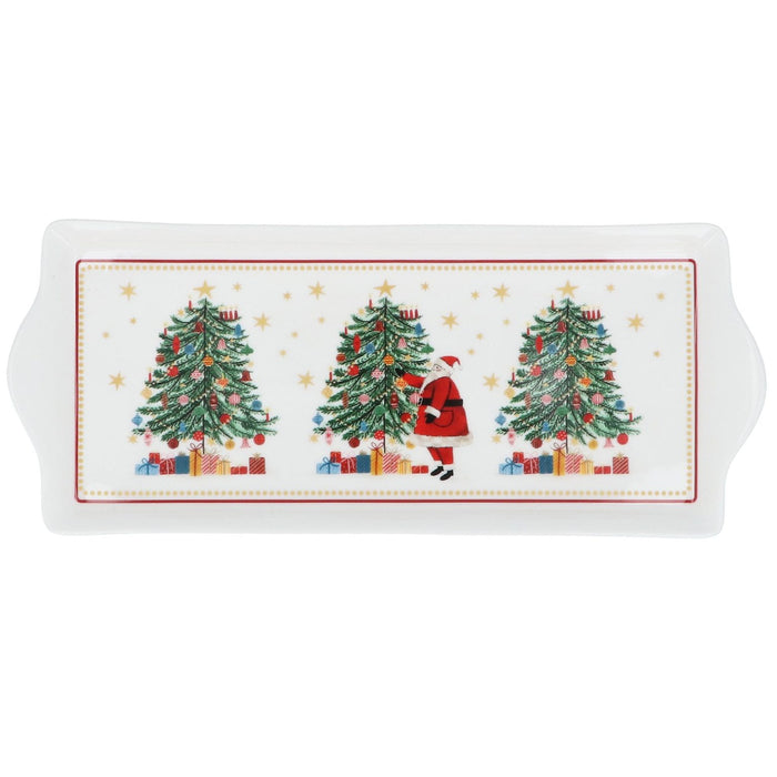 Gisela Graham Nostalgia Santa/Tree New Bone China Rectangular