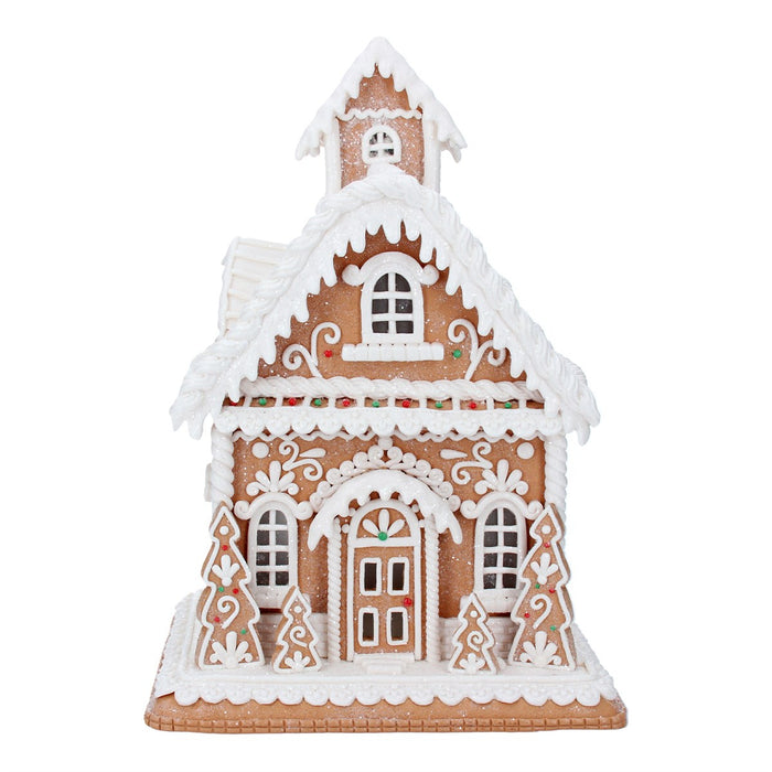 Gisela Graham Light Up White Gingerbread House Ornament
