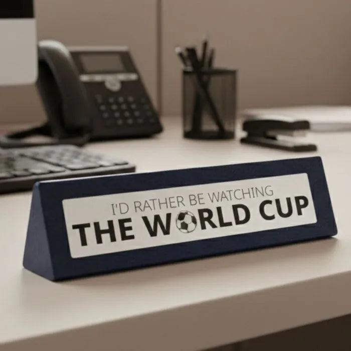 Boxer Wooden Desk Sign - Rather Watch World Cup