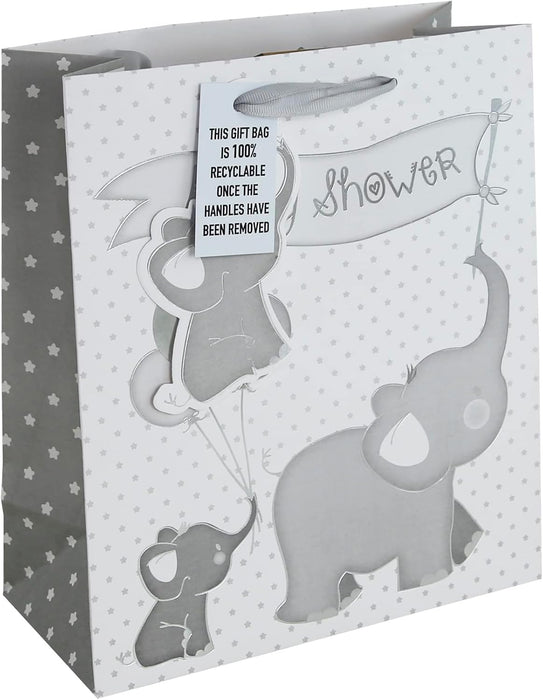 Eurowrap Elephant Baby Shower Medium Gift Bag