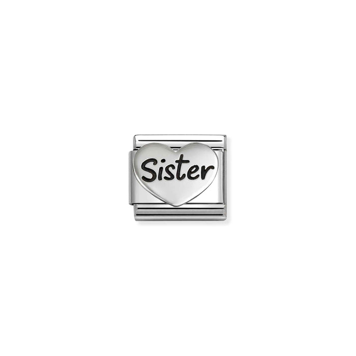 Nomination Classic Silver Oxidised Symbols Sister Heart Charm