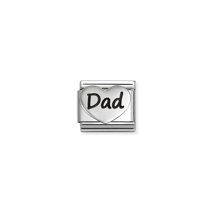 Nomination Classic Silver Oxidised Symbols Dad Heart Charm