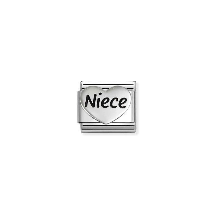 Nomination Classic Silver Oxidised Symbols Niece Heart Charm