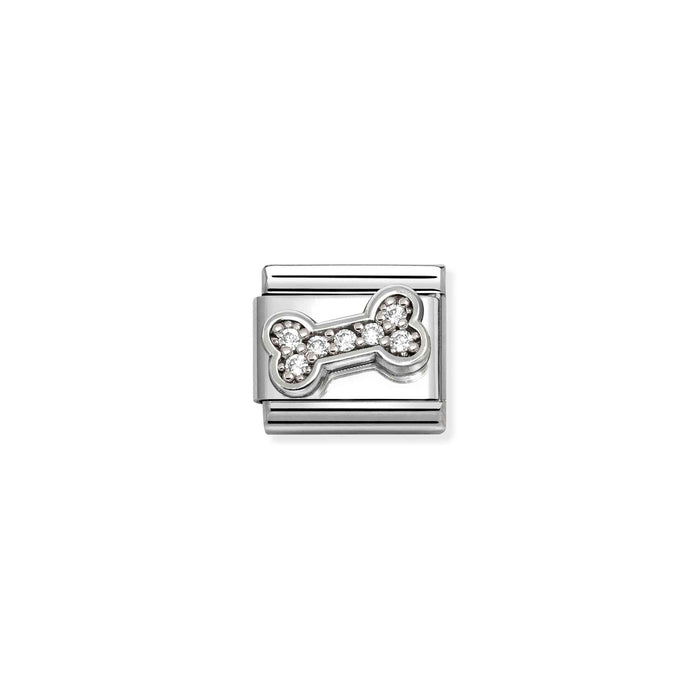 Nomination Classic Silver Symbols White Stone Bone Charm