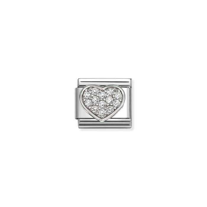 Nomination Classic Silver Symbols Rich White Stone Heart Charm