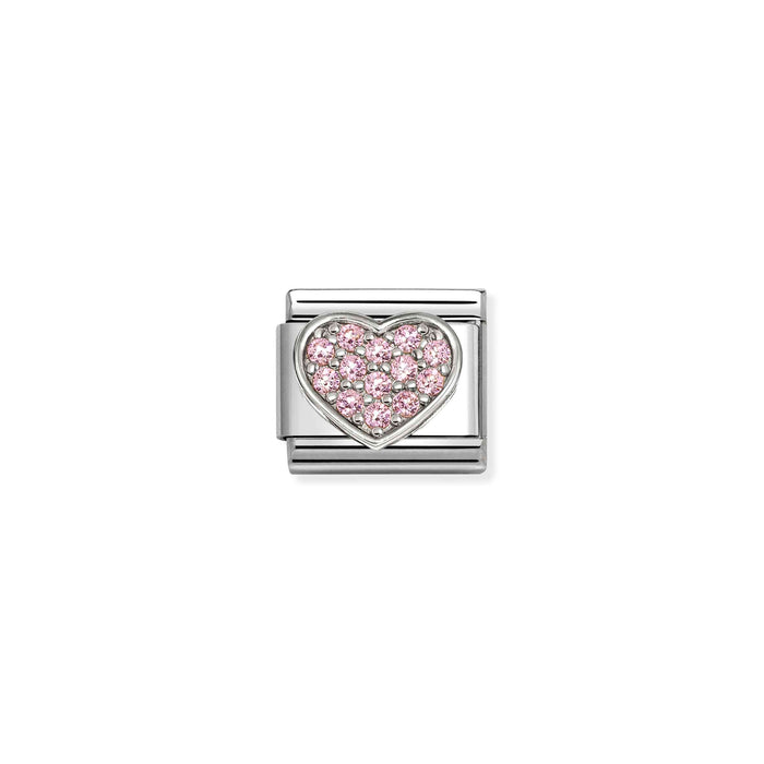 Nomination Classic Silver Symbols Rich Pink Stone Heart Charm