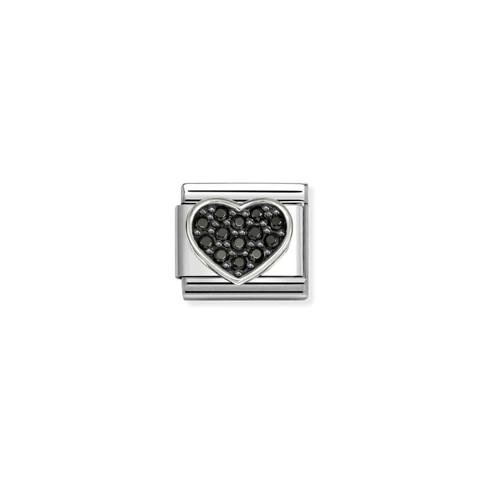Nomination Classic Silver Symbols Rich Black Stone Heart Charm