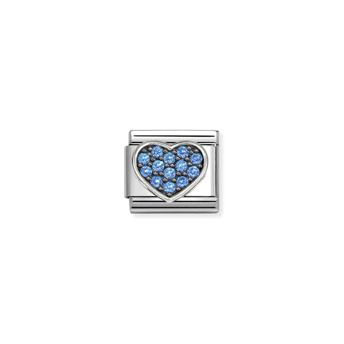 Nomination Classic Silver Symbols Rich Light Blue Stone Heart Charm