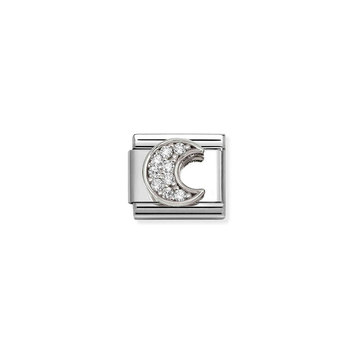 Nomination Classic Silver Symbols Rich White Stone Moon Charm