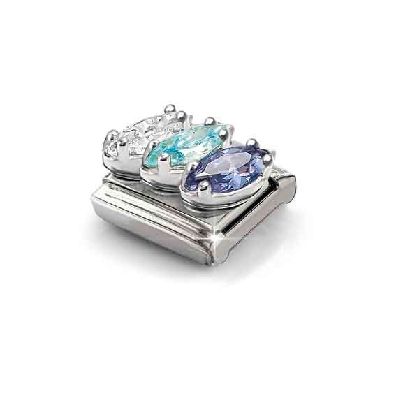 Nomination Classic White Light Blue Light Silver Charm