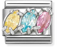 Nomination Classic Yellow Light Pink Light Silver Charm