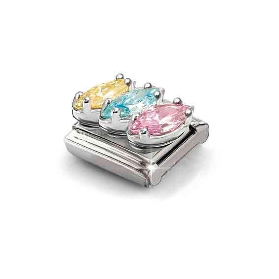 Nomination Classic Yellow Light Pink Light Silver Charm