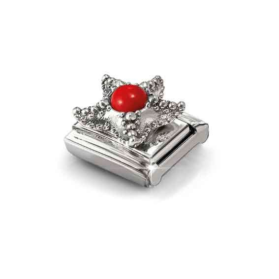 Nomination Classic Red Coral Starfish Silver Charm