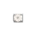 A silver-toned rectangular charm link featuring a white daisy flower with a small clear crystal in the center, set against a plain white background.