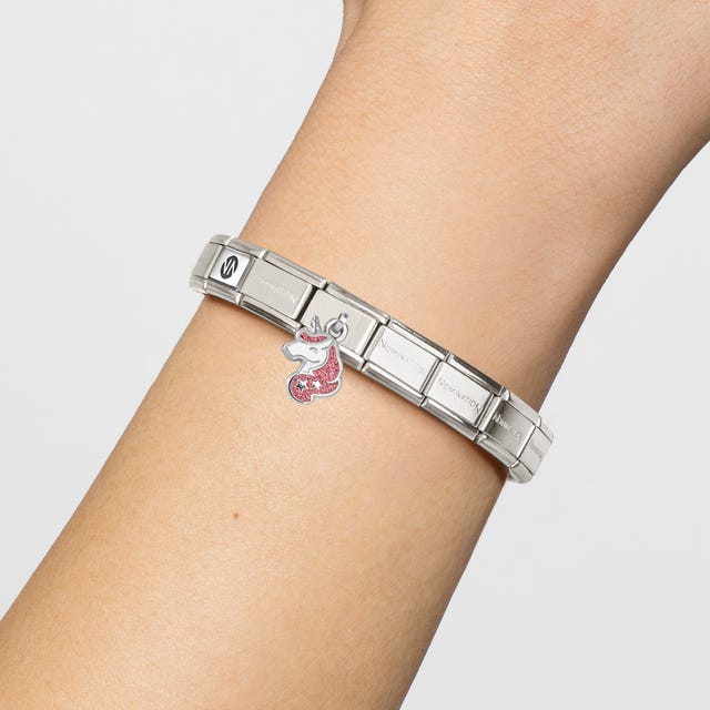 Nomination Classic Pink And White Unicorn Silver Charm