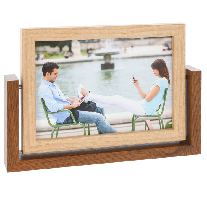 Two Tone Wood Spin Frame 7x5 Dark