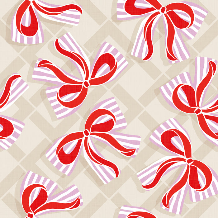 Bows Taupe Christmas Napkins 33x33cm