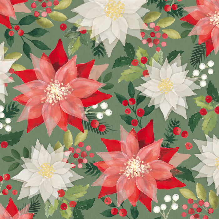 Merry Poinsettia Christmas Napkins 33x33cm