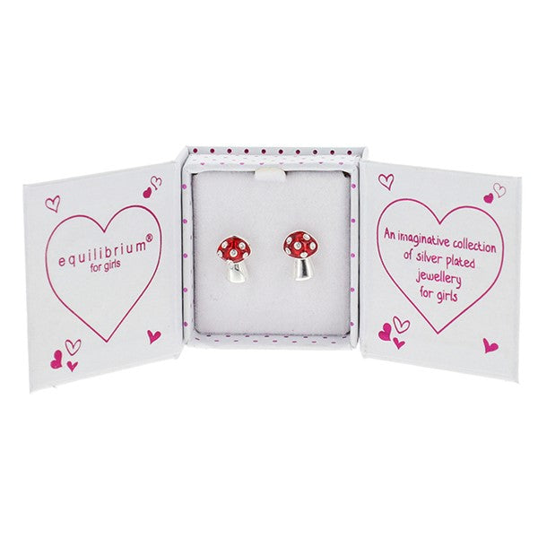 Equilibrium Girls Charming Toadstool Silver Plated Earrings