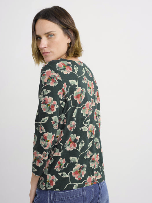 Seasalt Women's Studio Glass 3/4 Sleeve Top In Artist Camellia Coppice