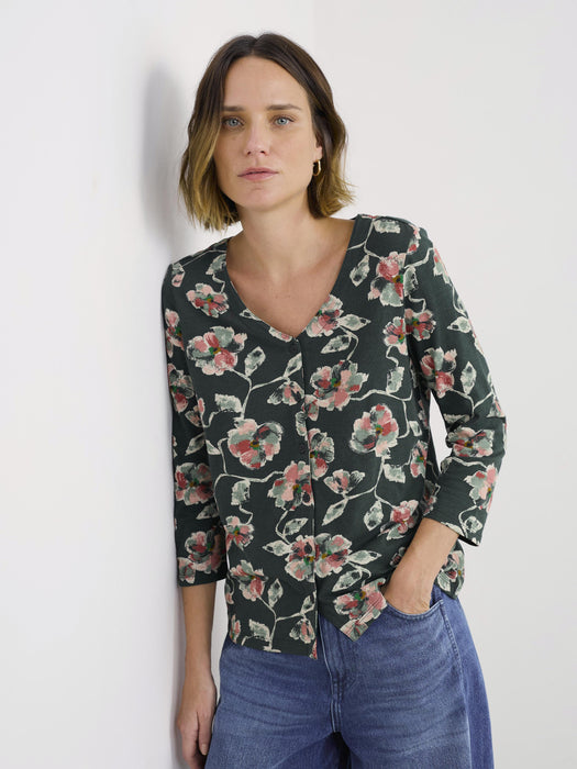 Seasalt Women's Studio Glass 3/4 Sleeve Top In Artist Camellia Coppice