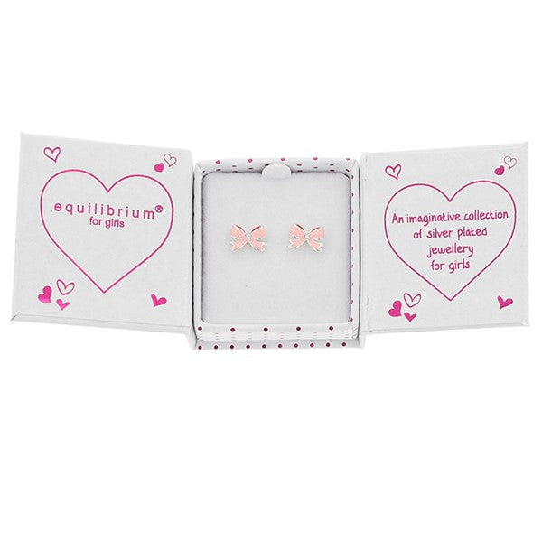 Equilibrium Girls Pretty Bow Silver Plated Stud Earrings